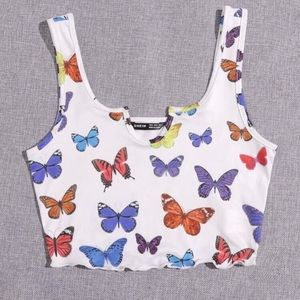 BUNDLE x2 ROMWE TANK TOPS, BUTTERFLY CROP TOP, PATCH TANK TOP
